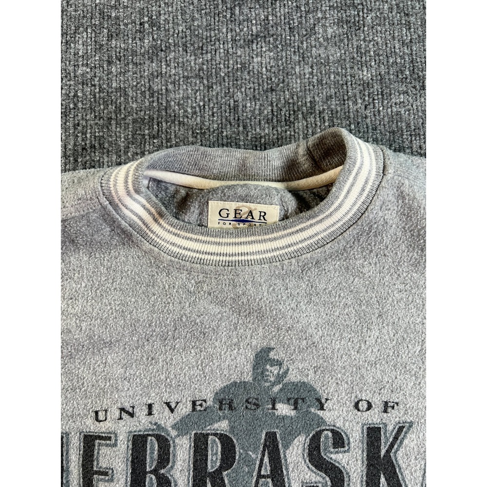 Vintage Nebraska Football Sweatshirt Mens Medium Gray Gear Sports Crewneck Logo - Picture 4 of 9